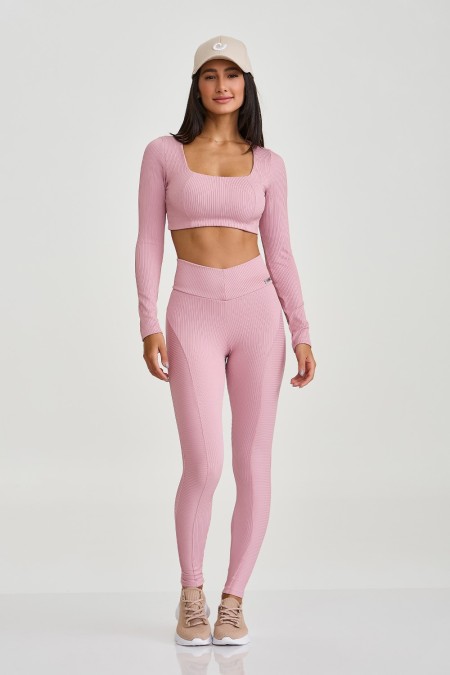 TOP CROPPED MANGA LONGA CANELADO (ROSA QUARTZO) - Imagem 4