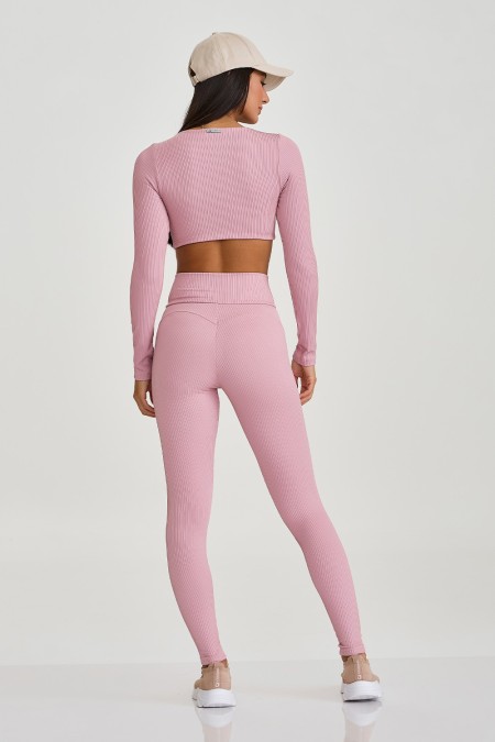 TOP CROPPED MANGA LONGA CANELADO (ROSA QUARTZO) - Imagem 5