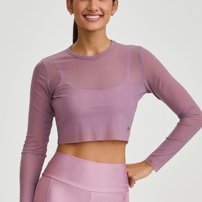 CROPPED DE TULE MANGA LONGA (MALVA)