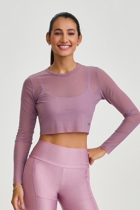 CROPPED DE TULE MANGA LONGA (MALVA)