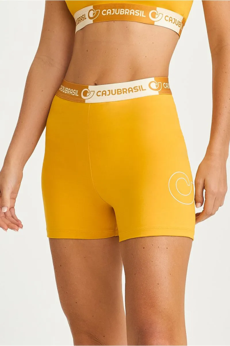 SHORT COM COS DE ELASTICO AMARELO MEL
