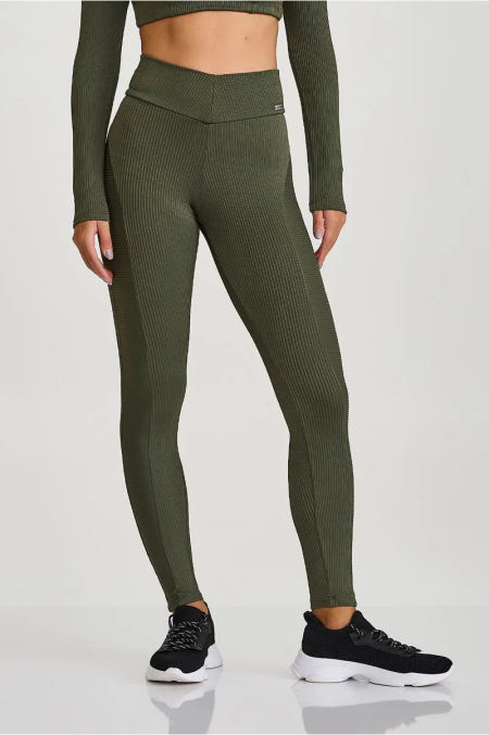 LEGGING CANELADA AFINA CINTURA VERDE CROCO - Imagem 2