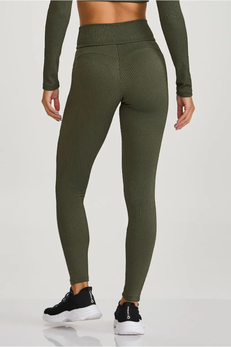LEGGING CANELADA AFINA CINTURA VERDE CROCO - Imagem 3