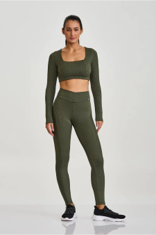 LEGGING CANELADA AFINA CINTURA VERDE CROCO
